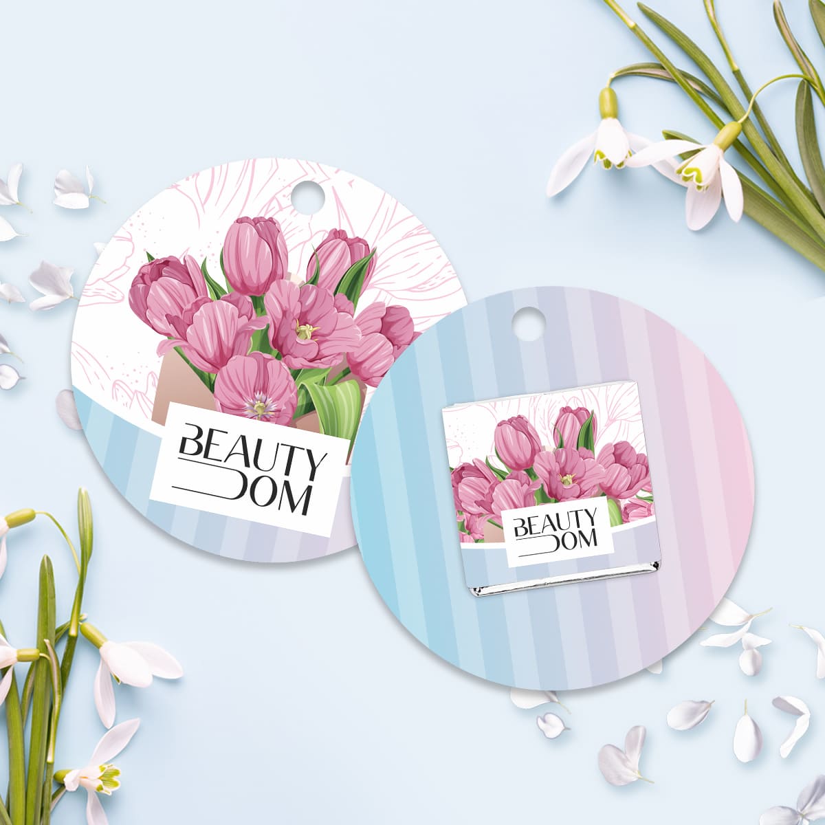 Открытка  в виде шара с шоколадкой 5гр весенняя #000643