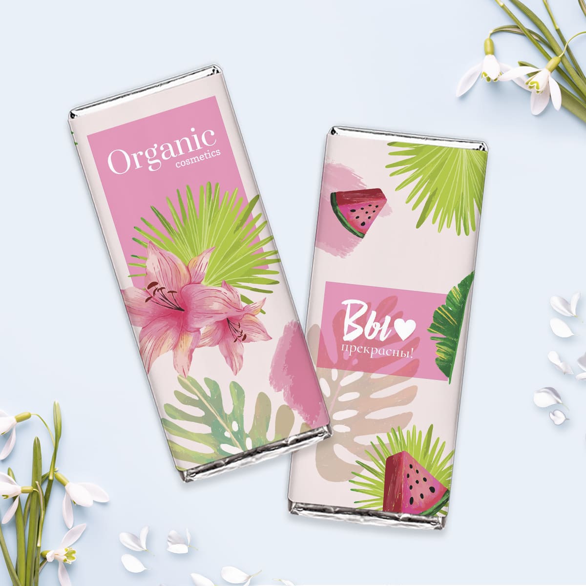 Шоколад 100 гр в мягкой упаковке весенний #000724